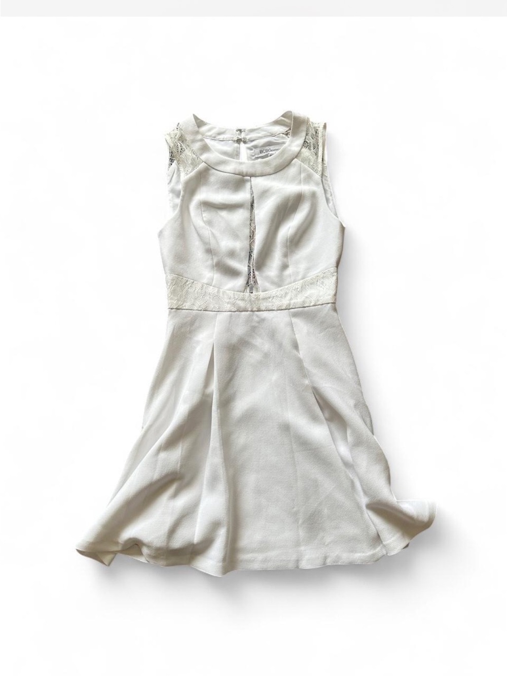 Women’s BCBG White lace mini dress with zipper back #minidress #lace